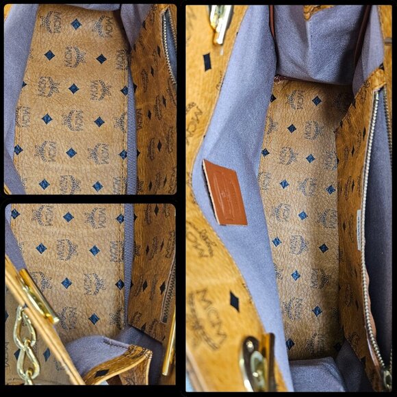 Price is FIRM⚠️ MCM Cognac Visetos Coated Canvas and Leather Chain Tote - Picture 7 of 16